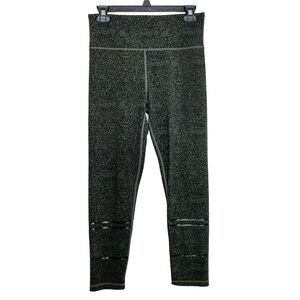 Lilybod Speckle Leggings Womens Size Medium High Rise Cropped Capri Green Black